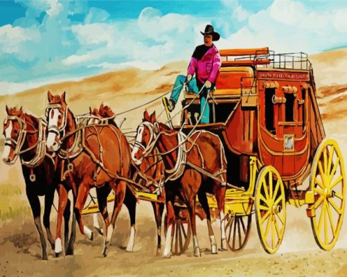 Stagecoach And Horses Art Paint by number