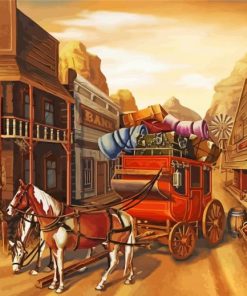 Stagecoach And Horses paint by number