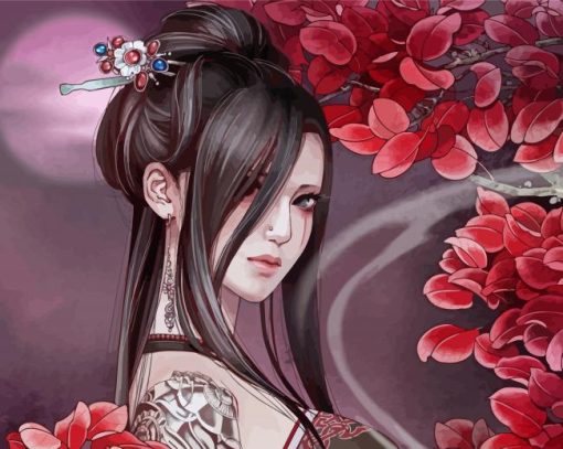 Tattooed Woman Anime paint by number