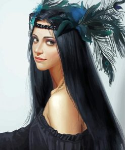 Beautiful Lady With Black Hair paint by number