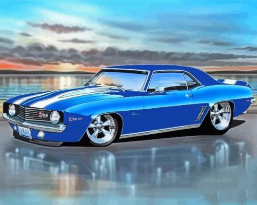 Blue 69 Camaro Art paint by number