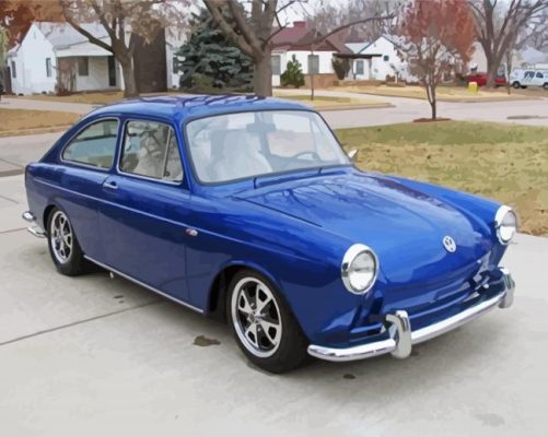 Blue Vw Fastback paint by number