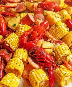 Crab Boil With Corn paint by number