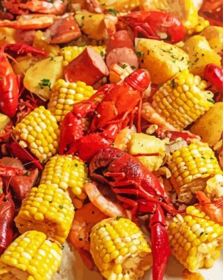 Crab Boil With Corn paint by number