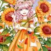 Cute Sunflower Anime Girl paint by number