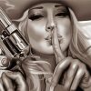 Monochrome Woman With Gun Art paint by number