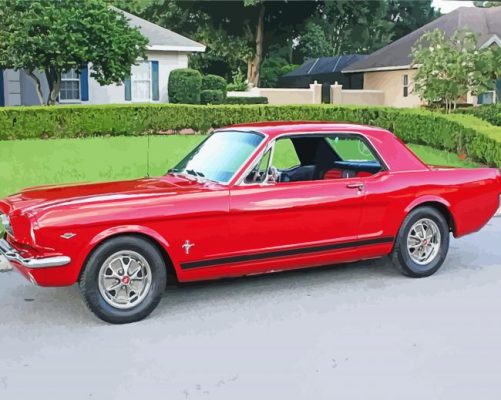 66 Red Mustang paint by number