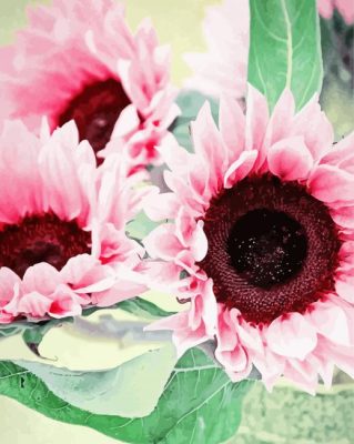 Pink Sunflowers paint by number