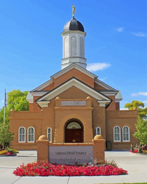 Vernal Utah Temple Church paint by number