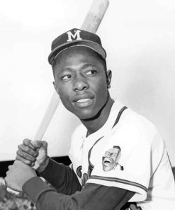 Black And White Hank Aaron paint by number