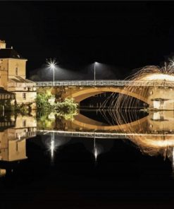 Chinon Bridge At Night paint by number