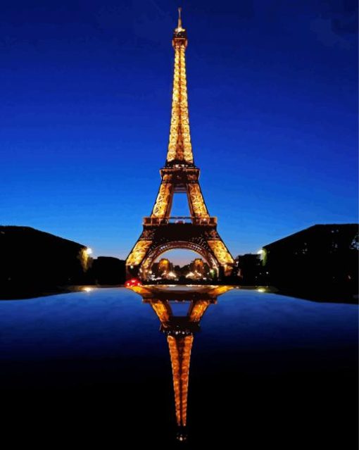 Eiffel Tower Light Reflection paint by number