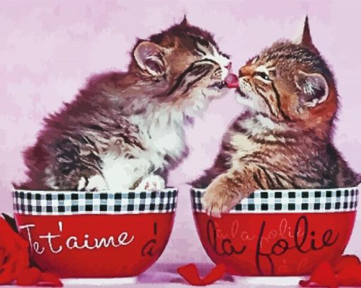 Lovers Kittens In Cup paint by number