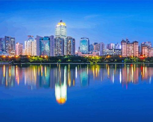 Nanning City Reflection paint by number