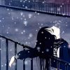 Sad Girl Anime Under Snow paint by number