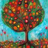 Abstract Pomegranate Tree paint by number