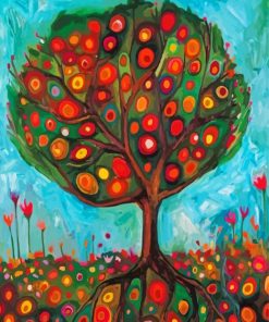 Abstract Pomegranate Tree paint by number