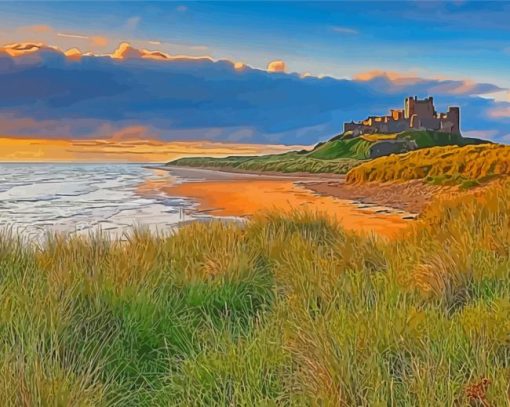 Bamburgh Castle Beachscap paint by number