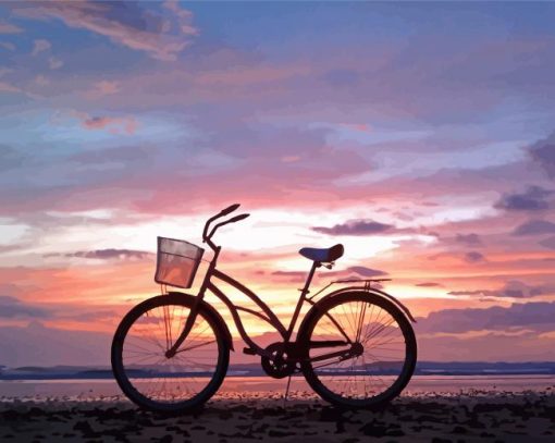 Beach Bike At Sunset paint by number