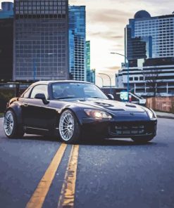 Black Honda S2000 With City View paint by number