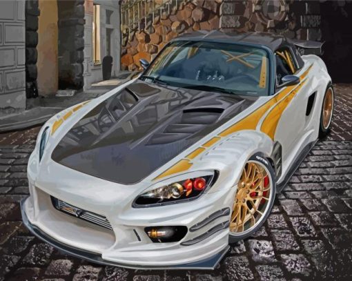 Black White And Golden Honda S2000 paint by number