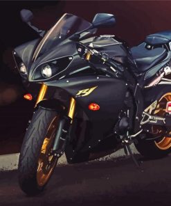 Black Yamaha YZF R1 Motorcycle paint by number