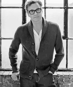 Black And White Stylish Colin Firth paint by number