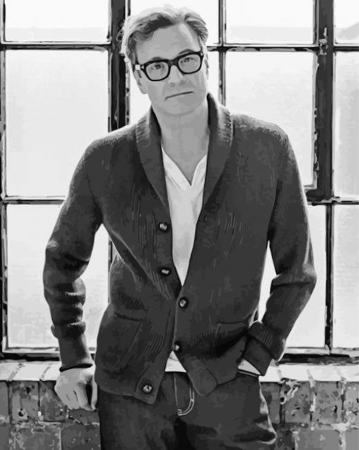 Black And White Stylish Colin Firth paint by number