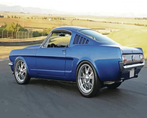 Blue Ford Mustang paint by number