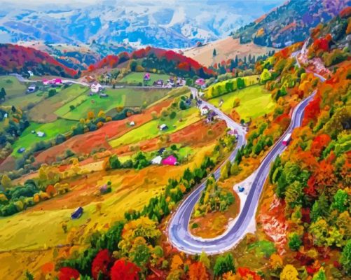 Carpathian Mountains In Romania paint by number