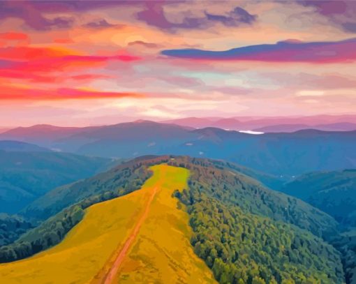 Carpathian Mountains At Sunset paint by number