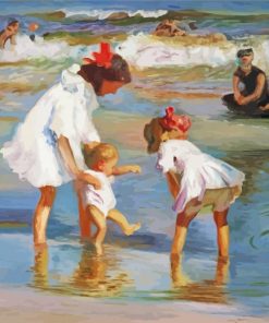 Children Playing By The Sea paint by number