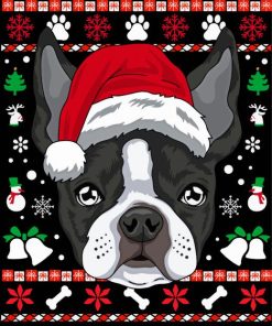 Christmas Boston Terrier Illustration paint by number