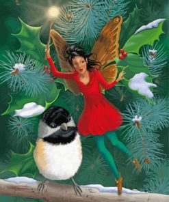 Christmas Fairy And Bird paint by number