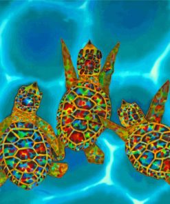 Colorful Baby Turtles paint by number