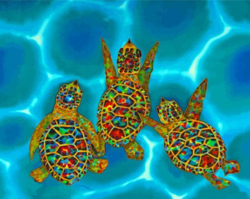 Colorful Baby Turtles paint by number