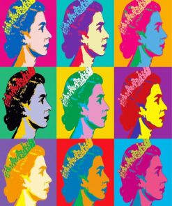 Colorful Queen Elizabeth Andy Warhol paint by number