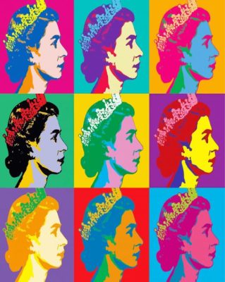 Colorful Queen Elizabeth Andy Warhol paint by number