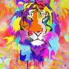 Colorful Splash Tiger paint by number