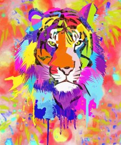 Colorful Splash Tiger paint by number