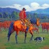 Cowboy And Dog In Farm Paint by number