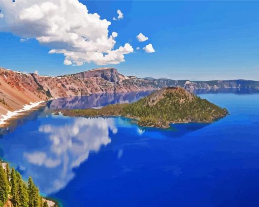 Crater Lake In South Central Oregon paint by number