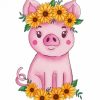 Cute Baby Pig With Sunflowers paint by number