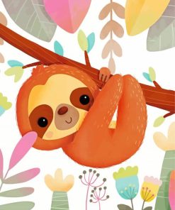 Cute Baby Sloth Hanging paint by number