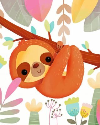 Cute Baby Sloth Hanging paint by number