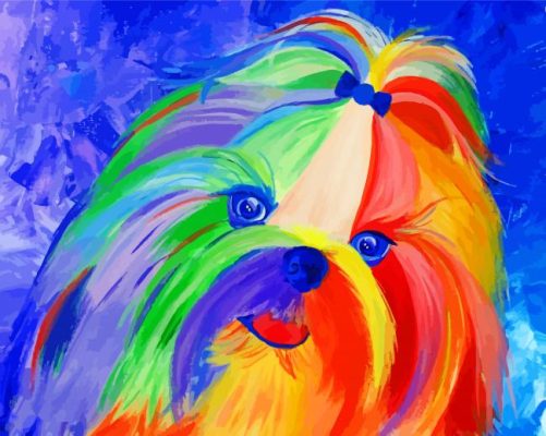 Cute Colorful Shih Tzu Dog paint by number