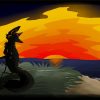 Fox Silhouette At Sunset paint by number