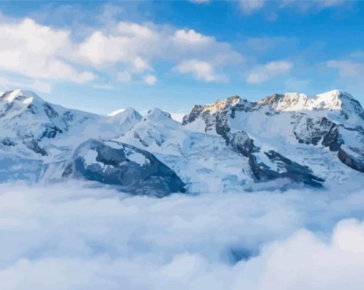 French Alps Mountains Landscape Paint by number