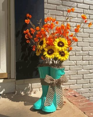 Gumboots And Sunflowers paint by number