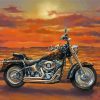 Harley Fat Boy Motorcycle By Sea paint by number